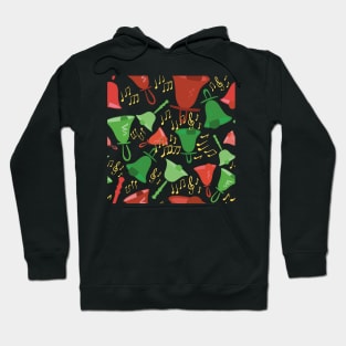 Christmas Colorful Handbells And Notes Holiday Pattern Hoodie